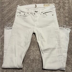 rag & bone high rise skinny crop stretch jean in bright white frayed hems Sz 27